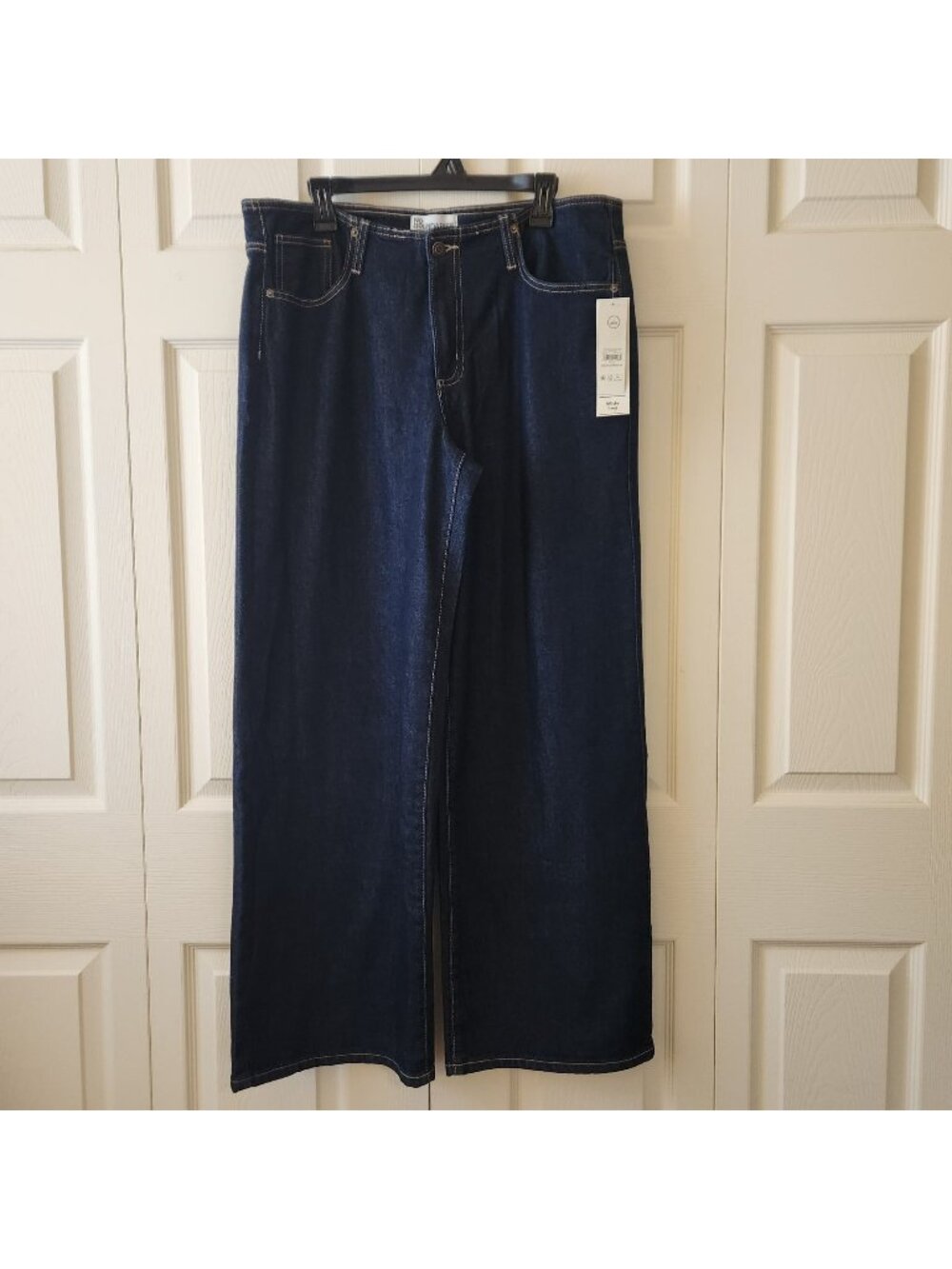No Boundaries Womens Wide Leg Jeans Dark Blue Wash Size L 12-14 NOBO